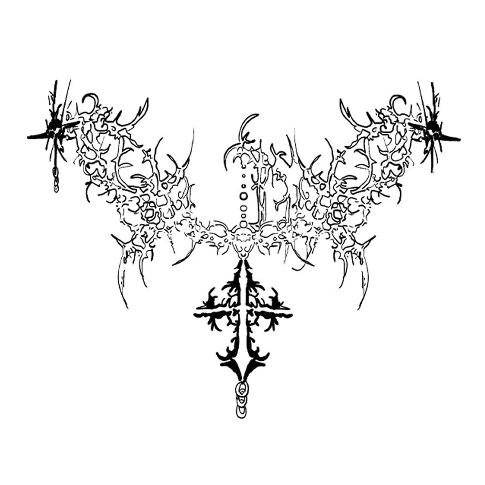Thorn Wing Design Herbal Cross Pendant Temporales Sexy Style Tattoo Sticker Decorative Pattern Adhesive Backing Fake Tattoo