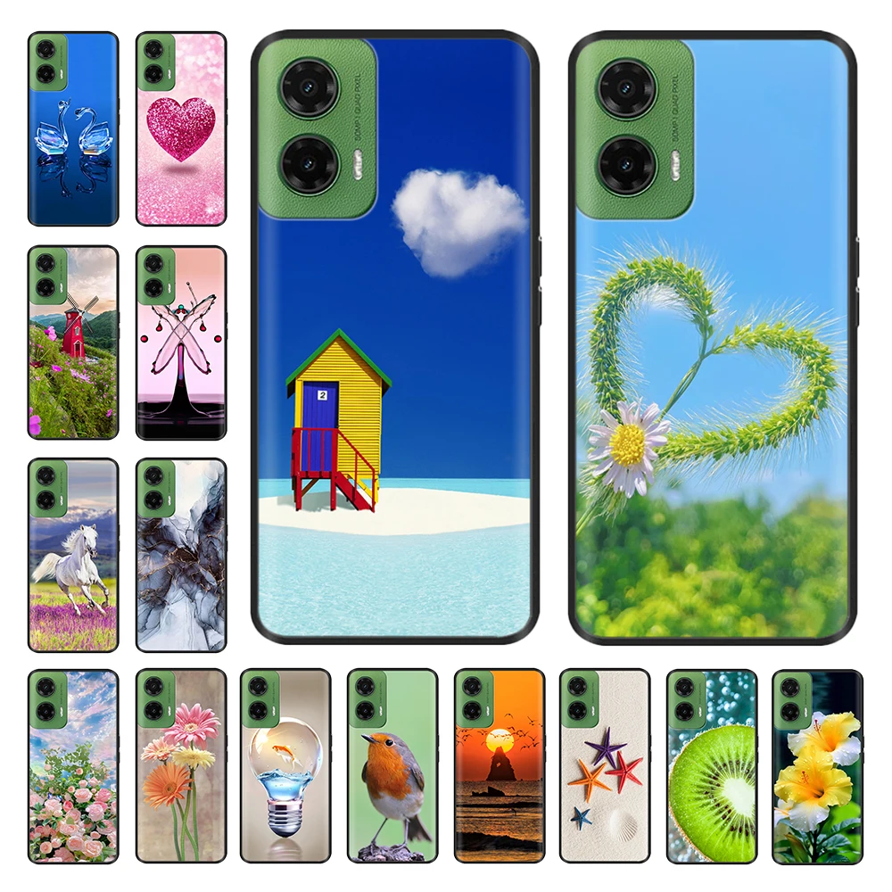 Case For Motorola Moto G35 5G Cute Lovery Painted Soft Silicone Matte TPU Phone Cover For Motorola Moto G35 G55 Bumper Shell Bag