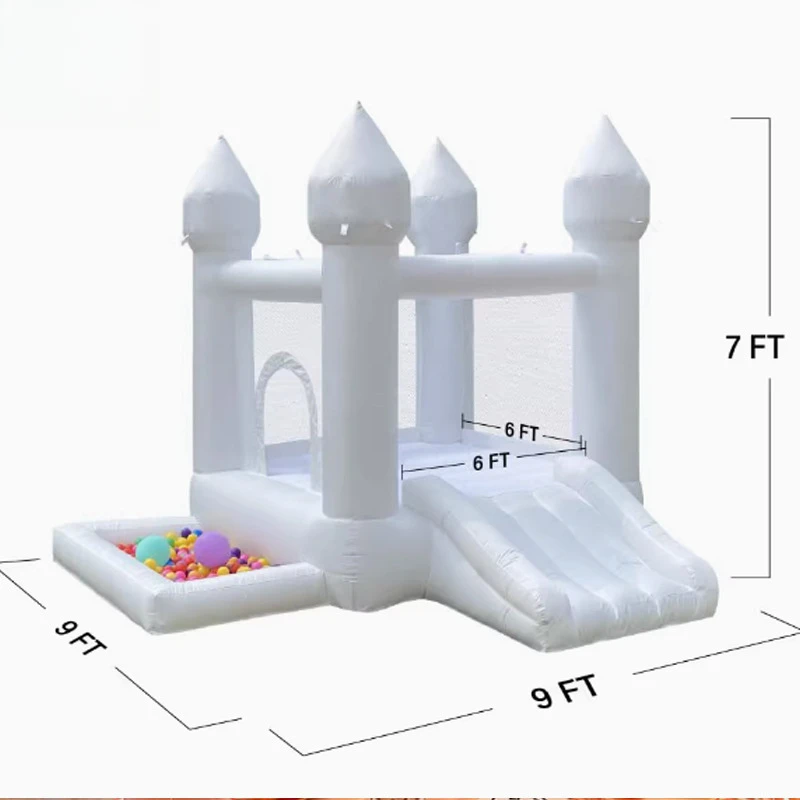 Small Bouncy Castle, Children's Bouncy House with Blower, Inflatable Wedding Trampoline, Slide Jumping Bed, Event Party, Outdoor