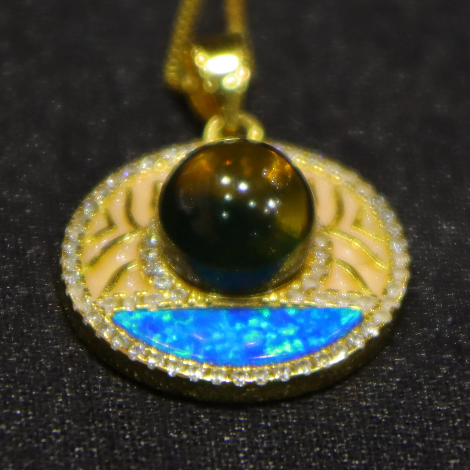 Natural Mexican Blue Amber Round Bead Pendant Sterling Silver Bail 8mm Blue Amber Jewelry Gift