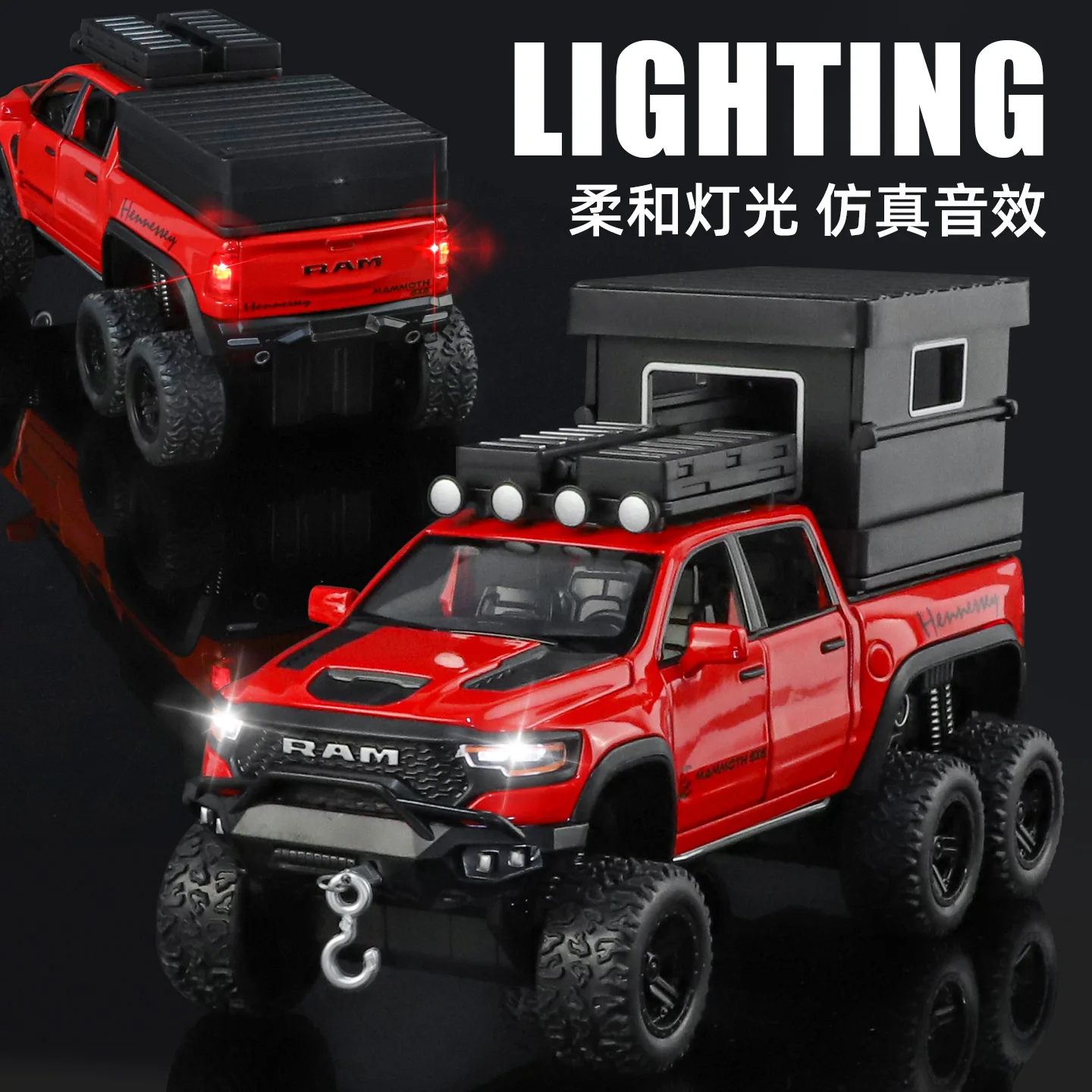 Simulação 1:32 peças de ornamentos de brinquedo modelo RV off-road de liga Wanglong 6X6 são enviados em lotes