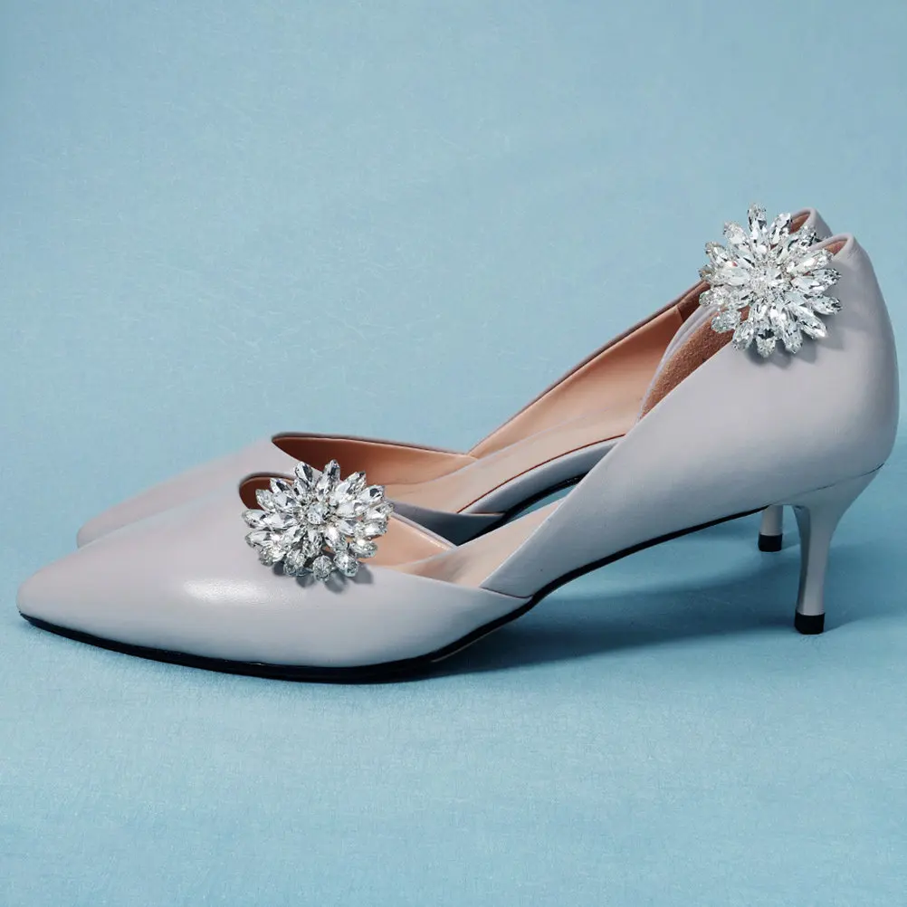 

Пара декоративных клипсов для обуви со стразами в виде цветов для женщин, для туфель на высоком каблуке, свадебных туфель невесты, банкетов и повседневной носки