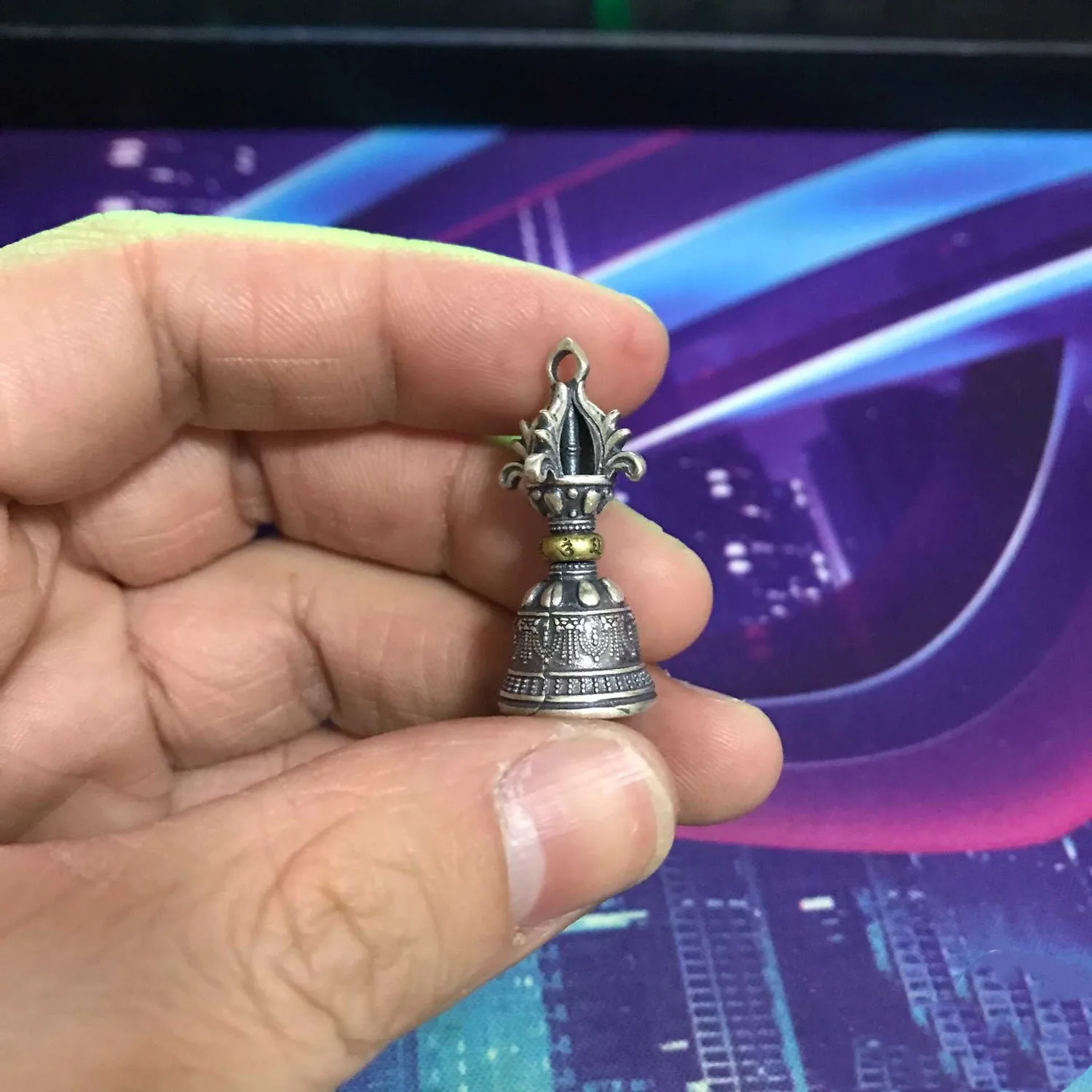 S925 Silver Tibetan Six Syllable Mantra Five Prong Vajra Pendant Retro Chinese Style Lucky Blessing Protection Amulet For Men
