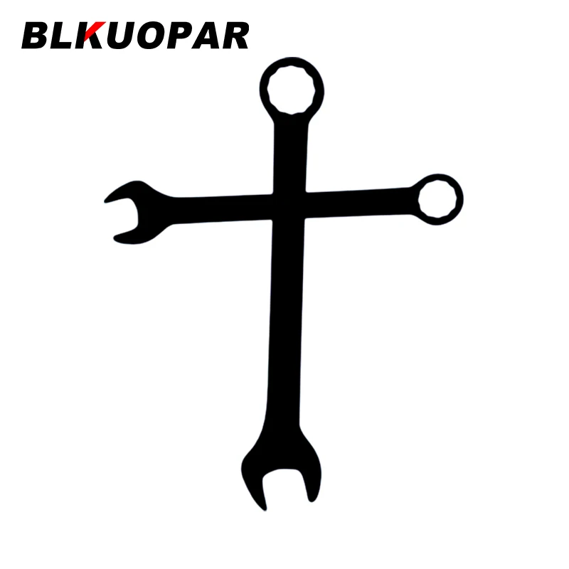 BLKUOPAR Mechanics Wrench Tool Cross Christian Car Sticker Personality Anime DIY Decal Waterproof Sunscreen Trunk Car Lable