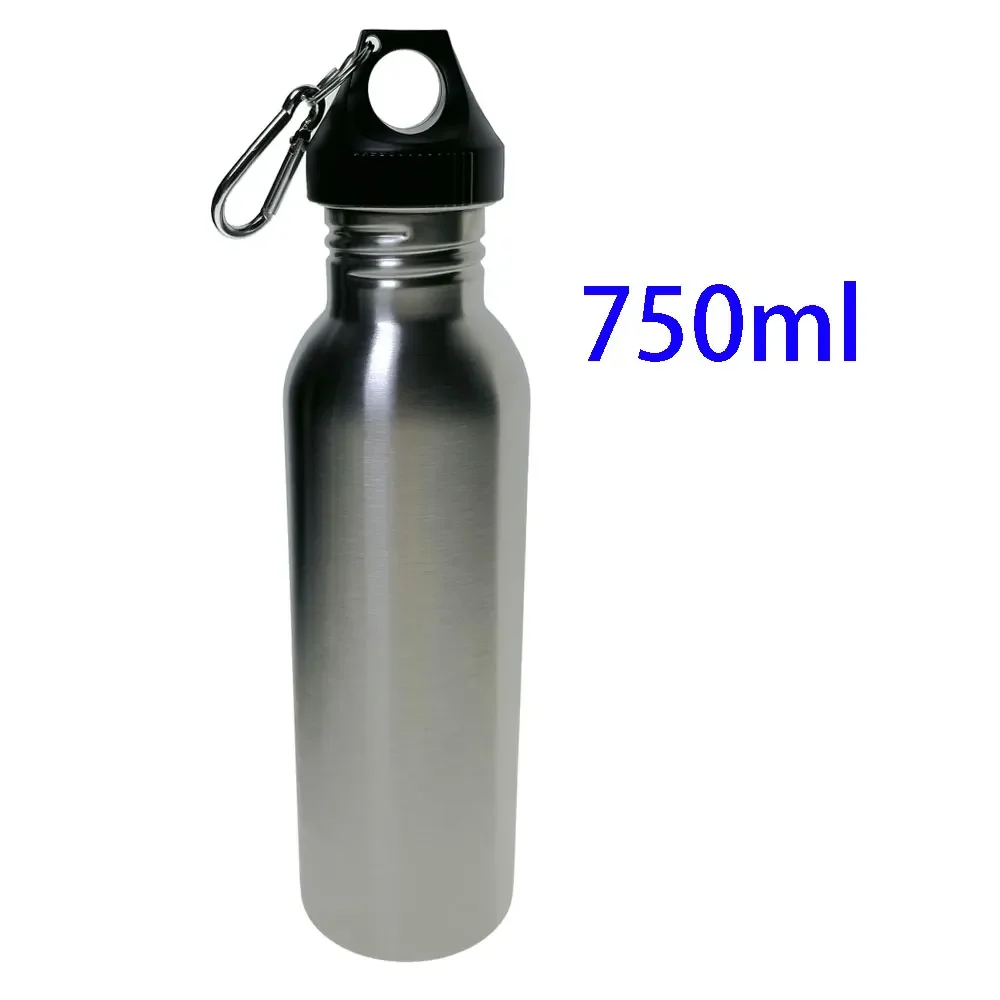 500/750/1000ml Stainless Steel Sports Water Cup Portable Carabiner Yoga Camping Hiking Fishing Mountaineering Outdoor Sports