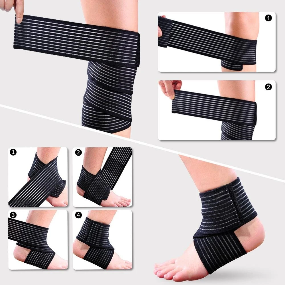1Pcs 40-200cm Kompression Verband Schutz Knie Unterstützung Klammer Sport Elastische Ellenbogen Riemen Bein Bands Elast bandag Workout Wrap – Detail 7