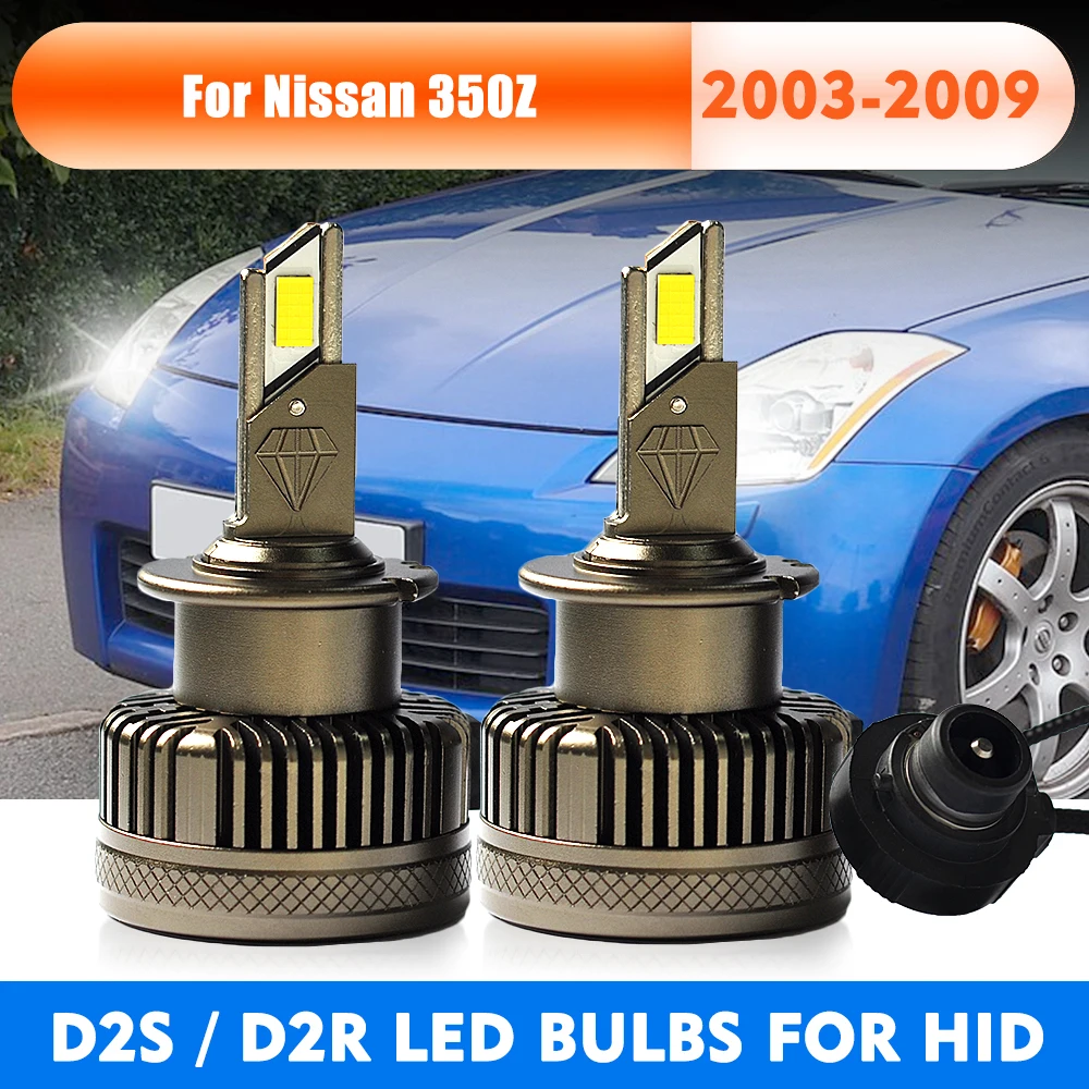 For 03-09 Nissan 350Z 2629789902 D2 D2R D2S LED Headlight Bulbs Replace HID Xenon Conversion Lamp Kit 6000K 55W