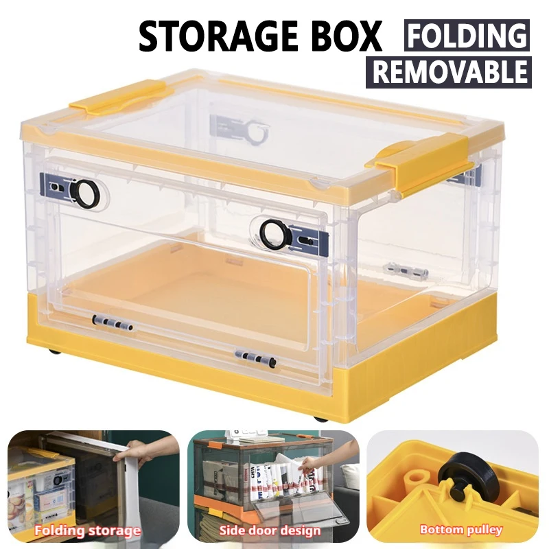 Folding Storage Box Multifunction Lockers Open Transparent Foldable Container Plastic Sundries Trunk Supplies Organizer cabinets