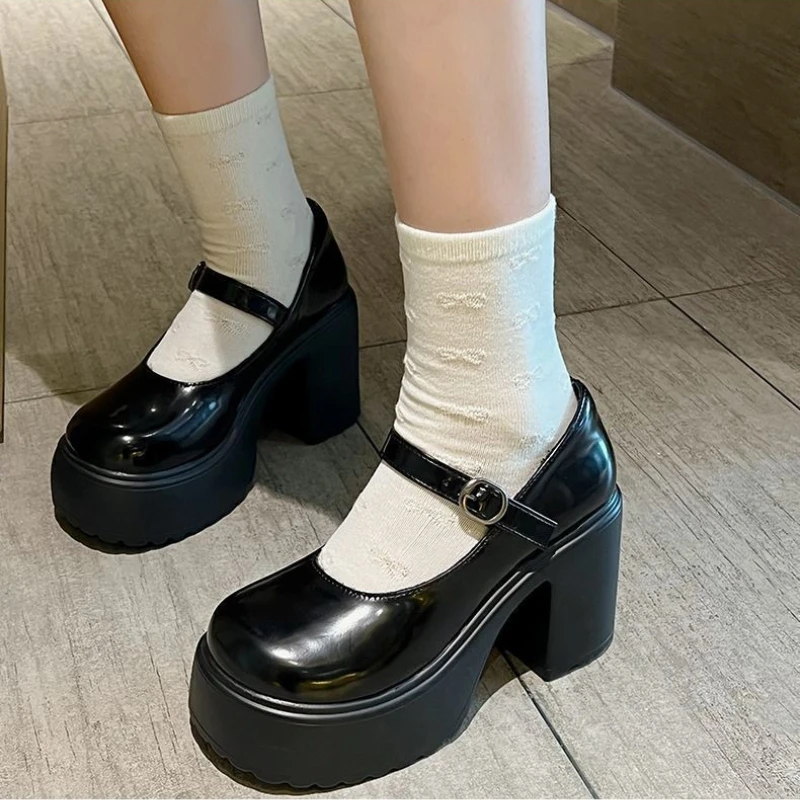 

2026 Autumn Winter New Collection Petite Women's Mary Jane Shoes Chunky High Heel Trendy French Style Elegant Footwear