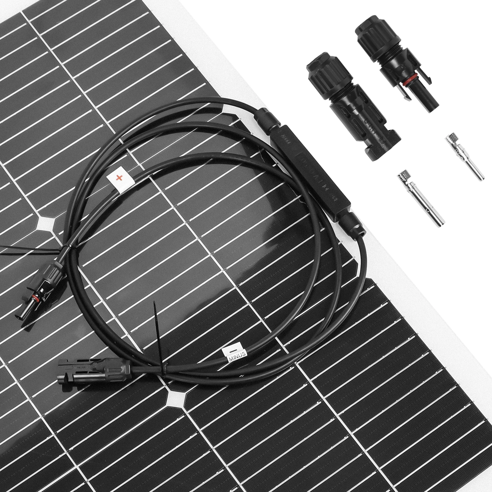 GGJ Flexible Solar Panel 100W 120W with PV Connector Watperproof Module Cell for 12V System Camping Campervan Boat Home PV 18V