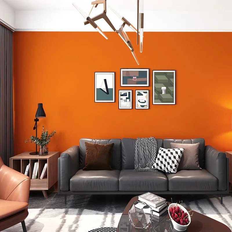 Orange wallpaper orange red orange red orange yellow living room bedroom modern simple solid color plain wallpaper