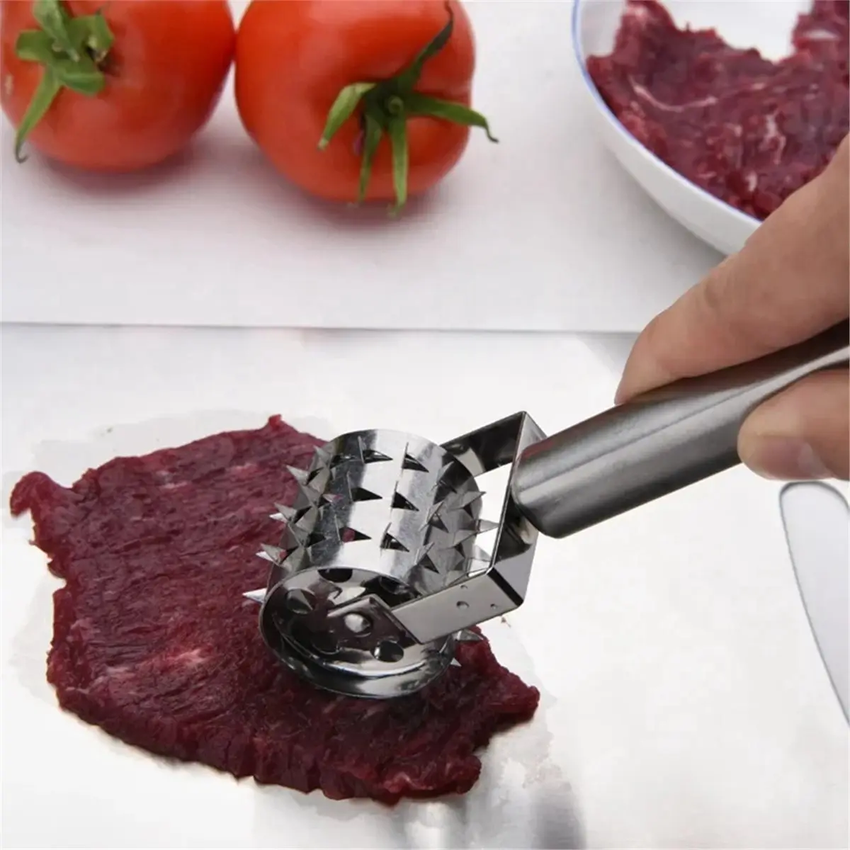 Oct Sale 2Pcs Stainless Steel Meat Tenderizer Chopper Roller Hammer for Steak Knock-Sided Pork Pounders Cooking Kitchen Tools