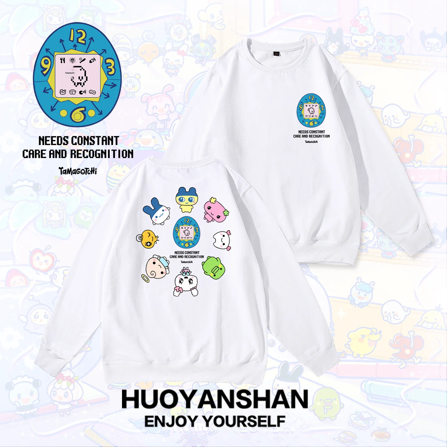 

Утепленная толстовка с принтом электронного питомца Тамагочи, осенне-зимняя, для пар, из полиэстера и спандекса