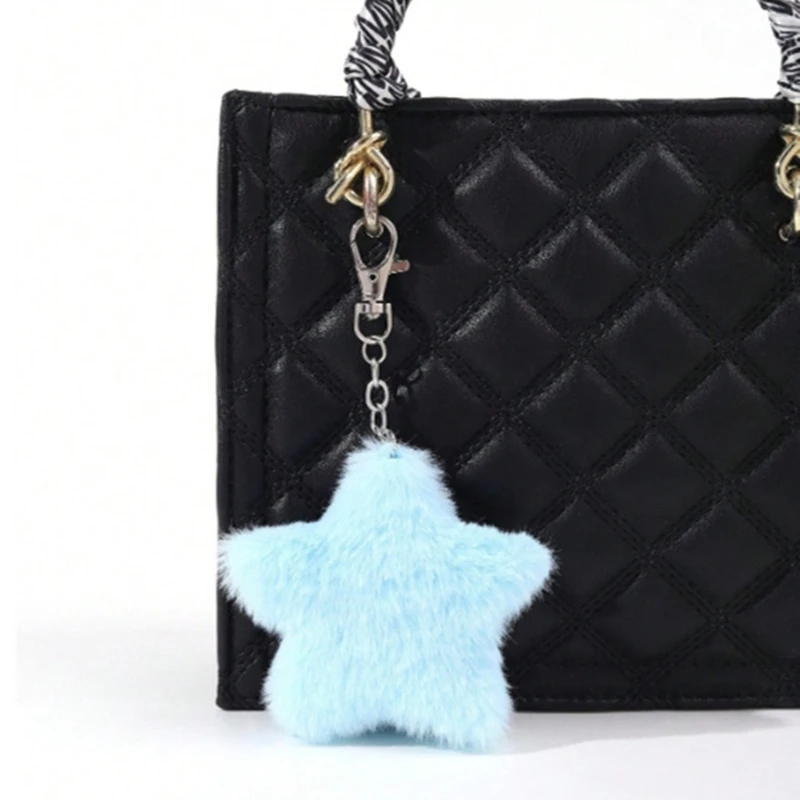 Plush Five-pointed Star Keychain Car Keyring Backpack Handbag Charm Pendant Drop Shipping