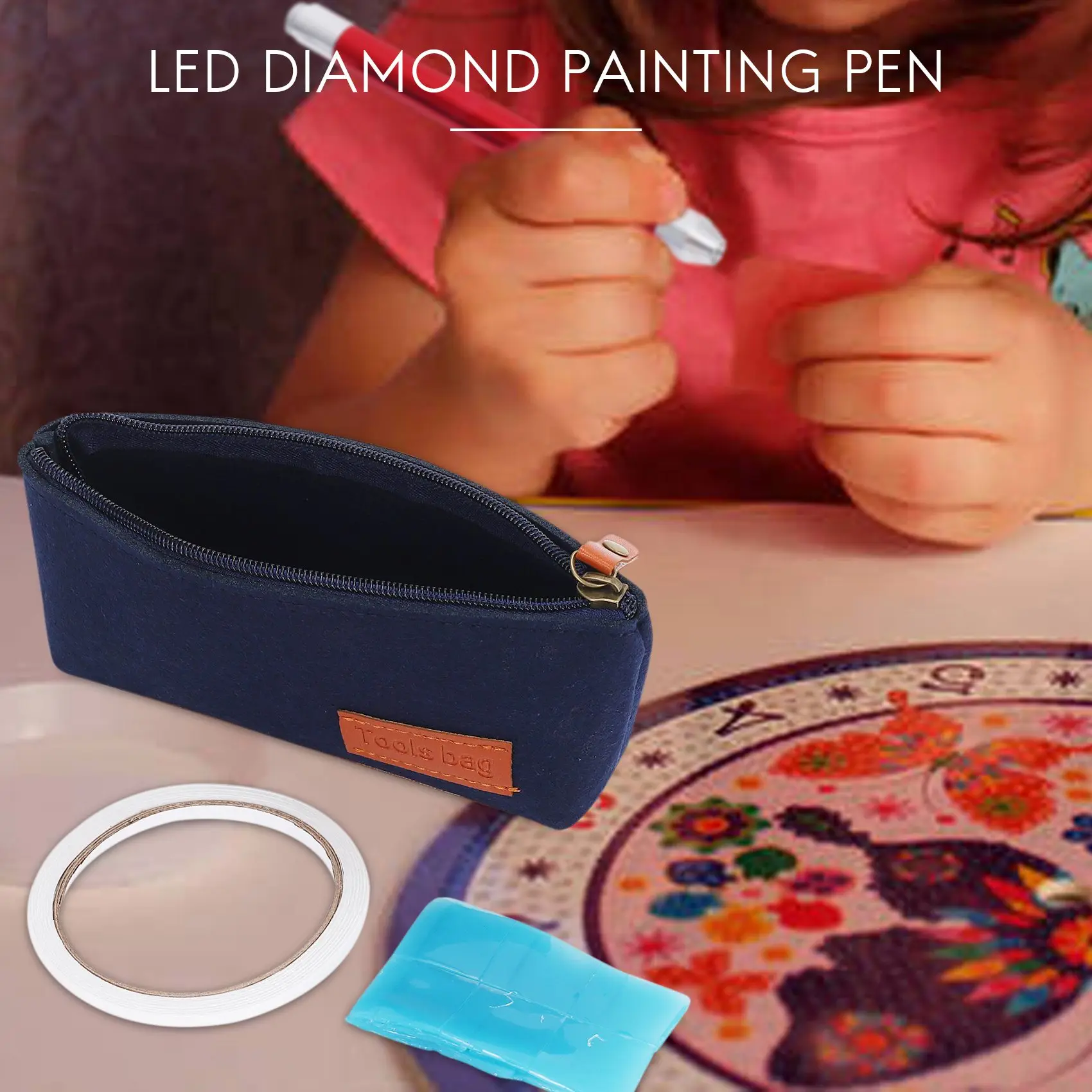 LED Diamond Painting Pen 41 Pcs Diamond Painting Accessories Diamond Art Tools Diamond Painting Tools Kit with Pen Bag