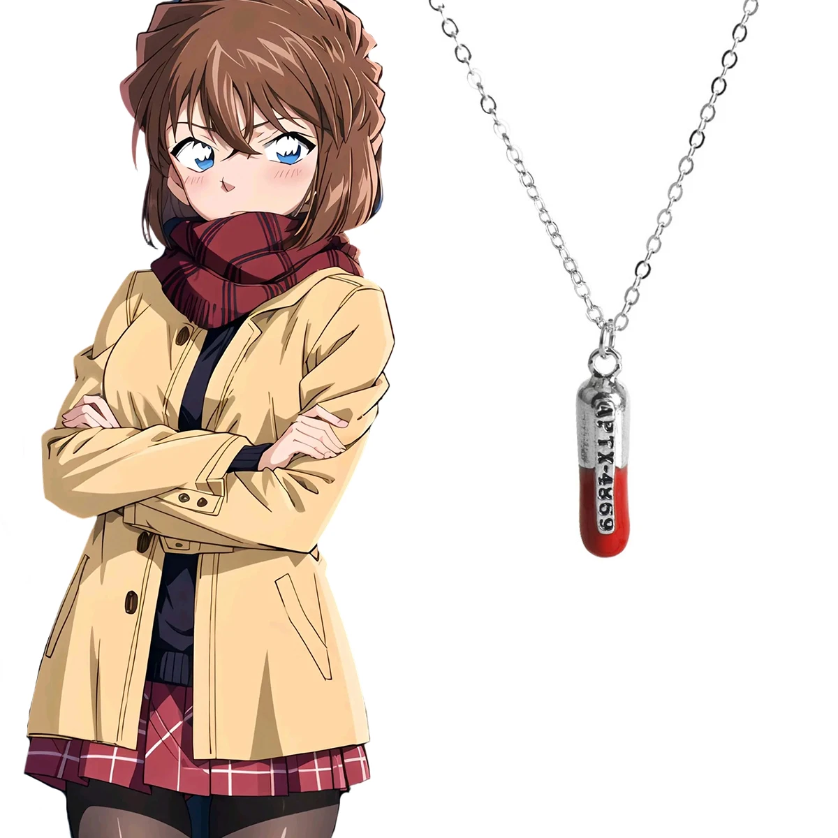 Anime Detective Conan APTX4869 Capsule Pendant Necklace Fashionable Unisex Sweater Chain Cosplay Jewelry Accessories Gift