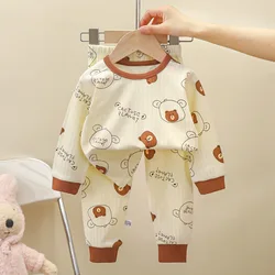 Children Underwear Sets Cute Cartoon Autumn Winter 2PCS Children Pajama Suits Long Sleeved Cotton Tracksuits Home Clothing Kids