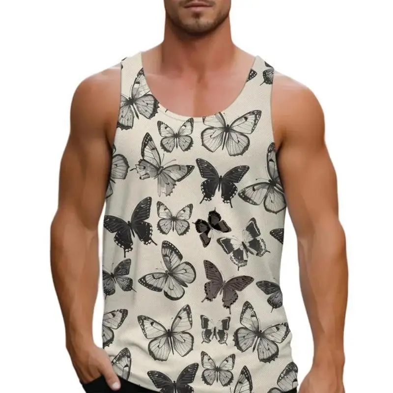 3D Printed Color Gradient Butterfly Vest for Men with Insect Pattern on The Runway, Summer Outdoor Sports Back Vest
