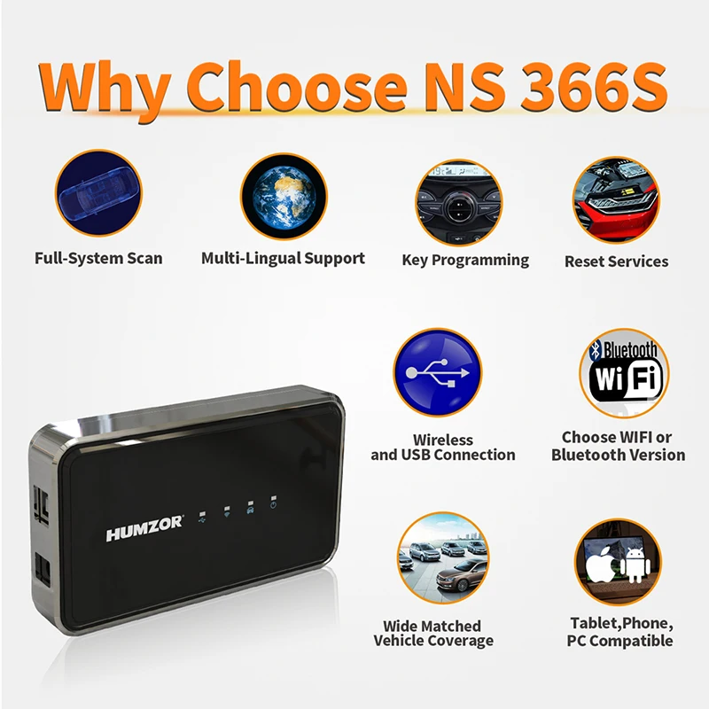 Hot Selling OBD2 Diagnostic Scanner For Cars Humzor NS366S Diagnostic Software With Tablet view 3