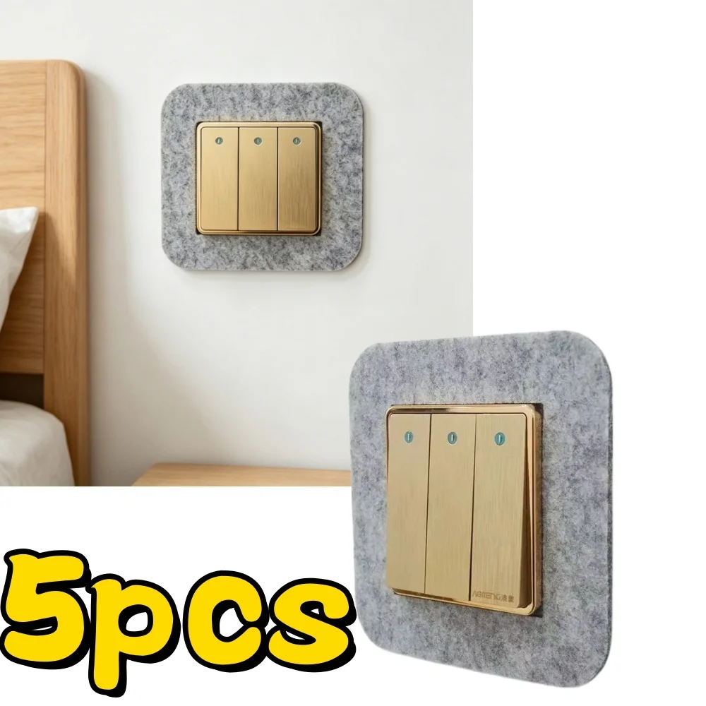 5PCS  Simplicity Felt Switch Cover Anti Dirt Sticker Universal Size Wall Decorative Can Be Cut Socket Protection