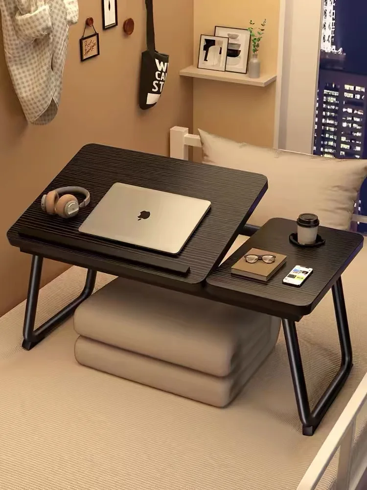 Folding Laptop Table On Bed Sofa Laptop Support Foldable Lazy Table Board Lifting Adjustable Computer Desk With Cup Holder