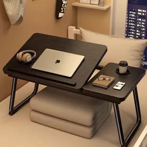Folding table for laptop on the bed and sofa, adjustable computer desk, lazy folding table, elevation board, cup holder 6 Main Sales Study Table - №4