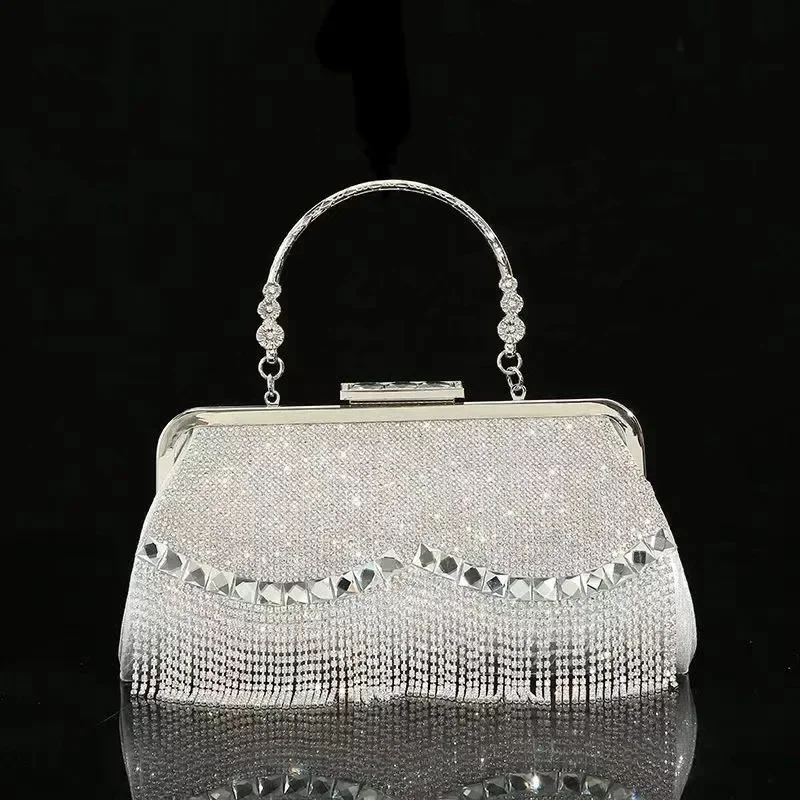 Gorgeous and Shiny Diamonds Rhinestones Tassels Handle Evening Bags for Party and Wedding Clutch Purse Designer Bags Handbags view 5
