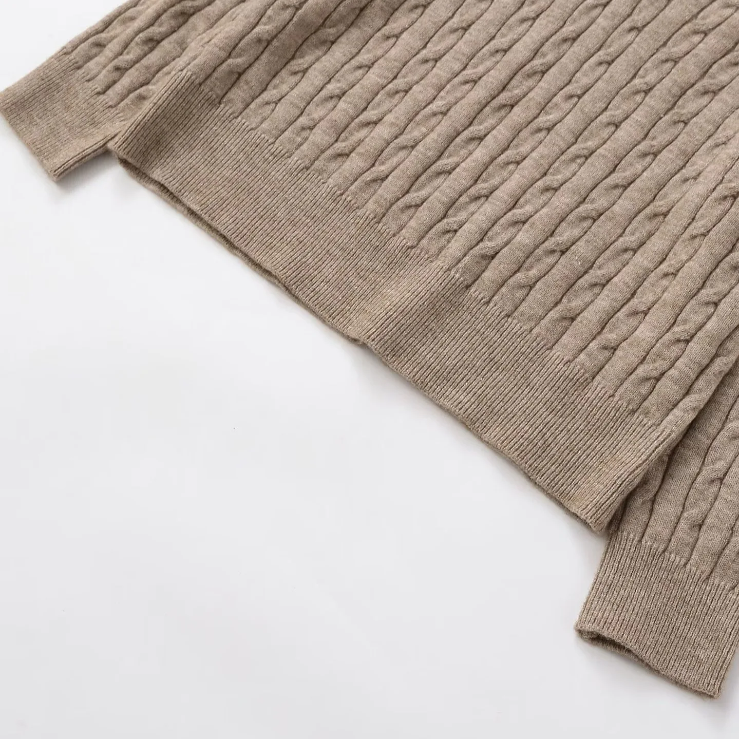 Suéter de punto acanalado informal para mujer, moda de otoño e invierno, blusa versátil de manga larga con cuello tipo Polo, Top holgado y cálido con efecto adelgazante