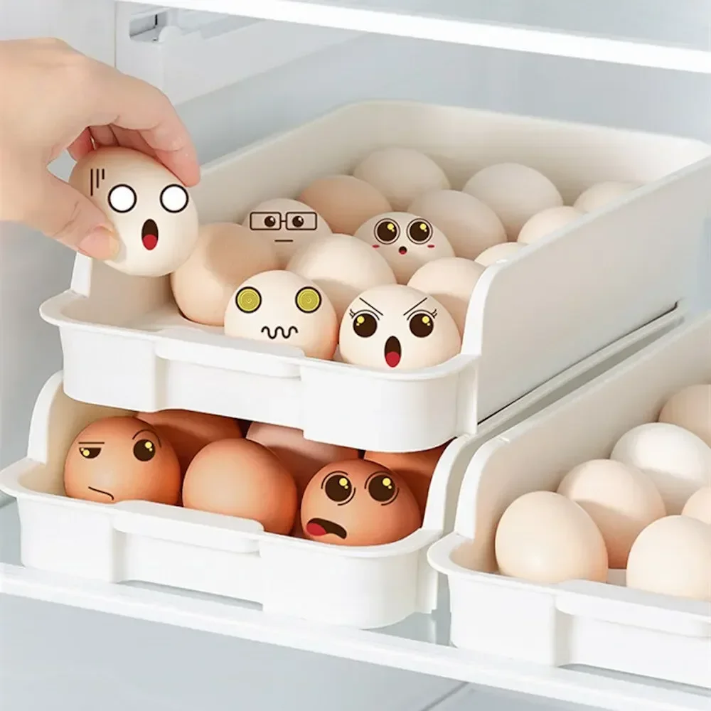 Refrigerator Egg Storage Box Egg Bracket Artifact Can Be Stacked Drawer Type Kitchen Egg Box  storage organizer containers