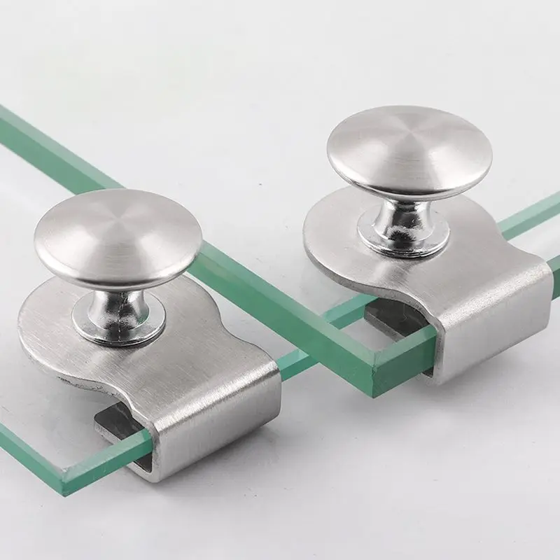 Stainless Steel Glass Door Pulls Furniture Cabinets Drawer Clips Pull Knob Household Hardware Kitchen Cupboard Glass Door Knob