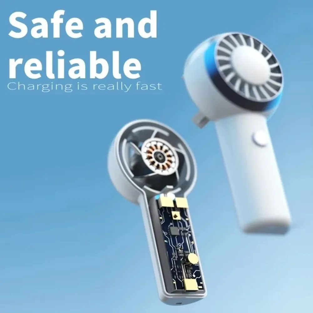 Portable Ultra Light Mini Turbine Fan USB Rechargeable Low Noise Handheld Fan 3-Speed Wind Mini Fan Summer