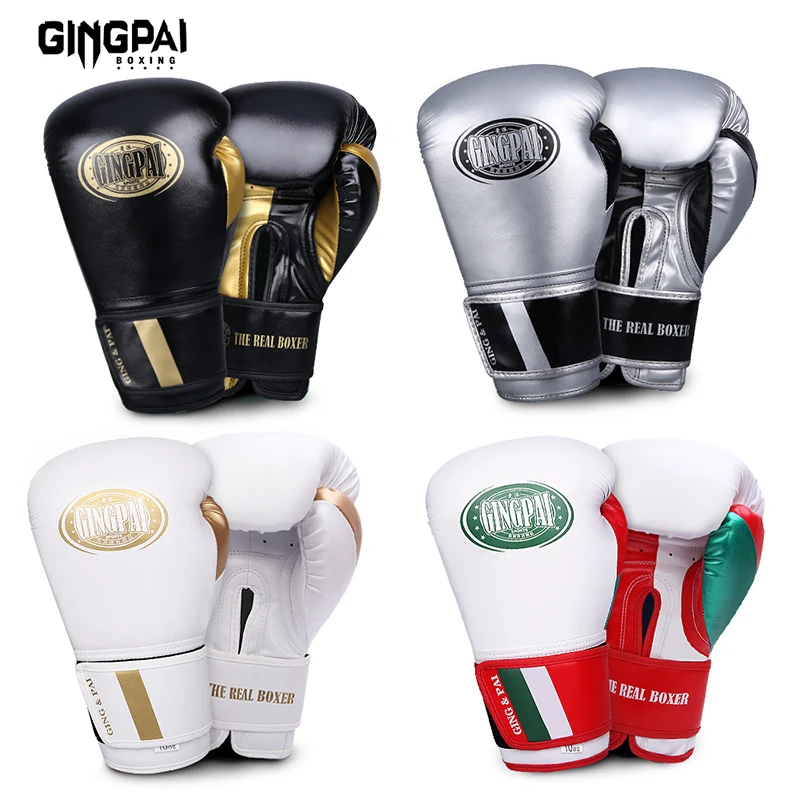 GINGPAI Professional Boxing Gloves Adult Free Combat Gloves for Men Women High Quality Muay Thai MMA Boxing Training Equipment
