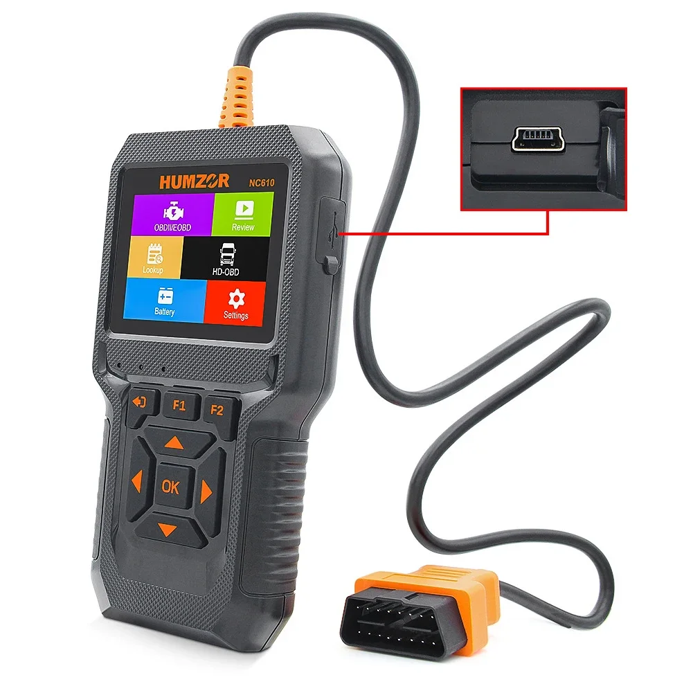 Car Truck For OBD2 Scanner Engine Light Check HD Code Reader Erasure Code Truck Engine Fault Code Reader 2 in 1 Scan Tool