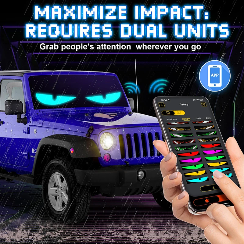 Devil Eyes Light Truck LED Matrix Pixel Panel Dynamic Car Window Flexible NEW LED Display Programmable APP Control Remote