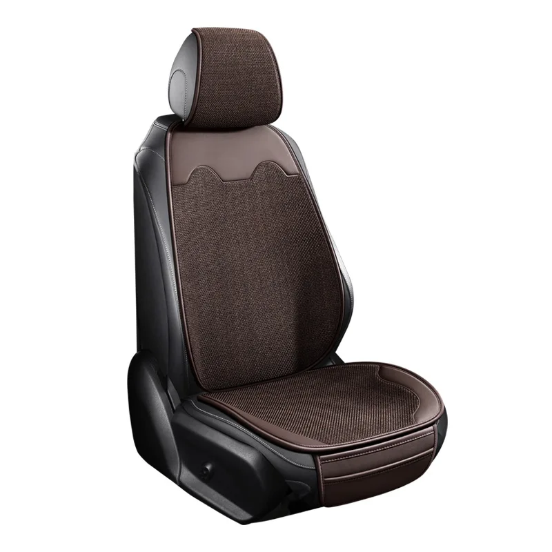 Custom Linen Car Seat Cushion Mat Four Season Breathable Protector for Sedan SUV Front Rear Bench Comfortable Anti Slip Auto