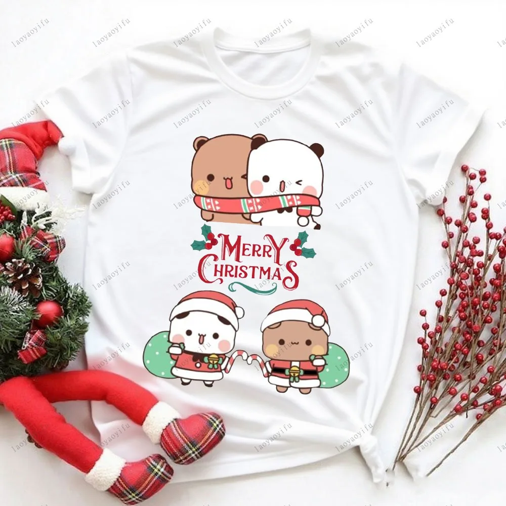 Merry Christmas! Bubu and Dudu Cartoon Tee Women Manga Tops Female Funny Clothes Short Sleeves T Shirt Harajuku Casual Tee