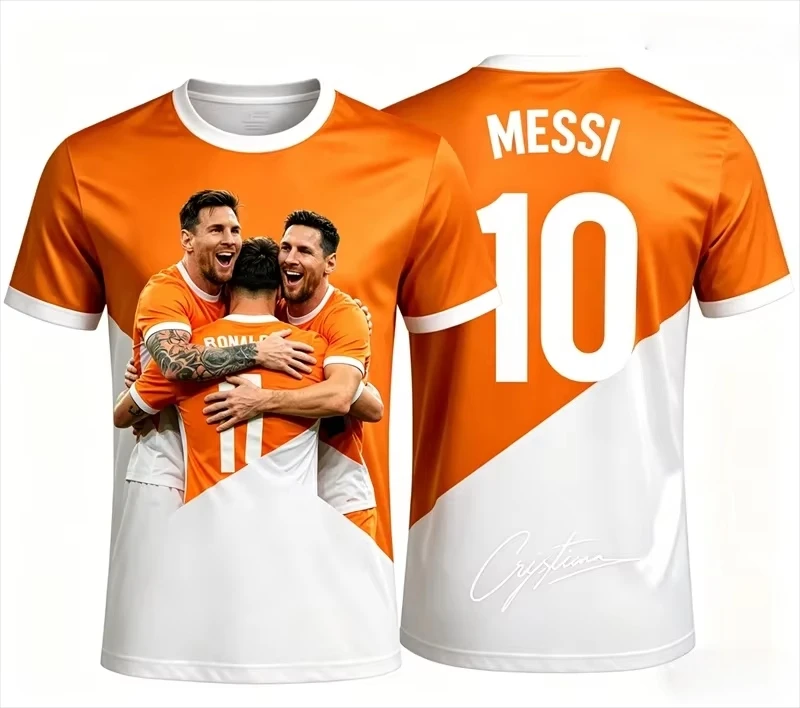 Messi 10 Number G.O.A.T. Children's Football T-shirt 3D Men's and Women's Universal Football Fan Breathable Shirt