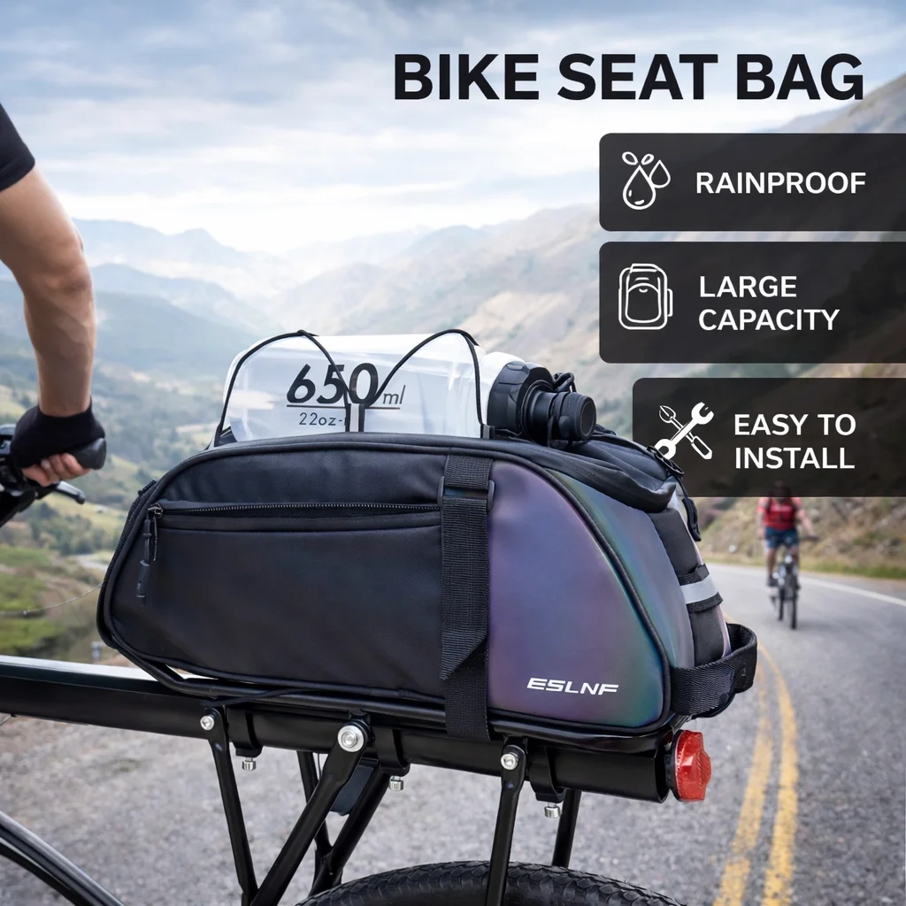 

Large Capacity Reflective Bicycle Pannier Bag - Rainproof Bike Rear Cargo Bag for Mountain Bike Trunk Carrier