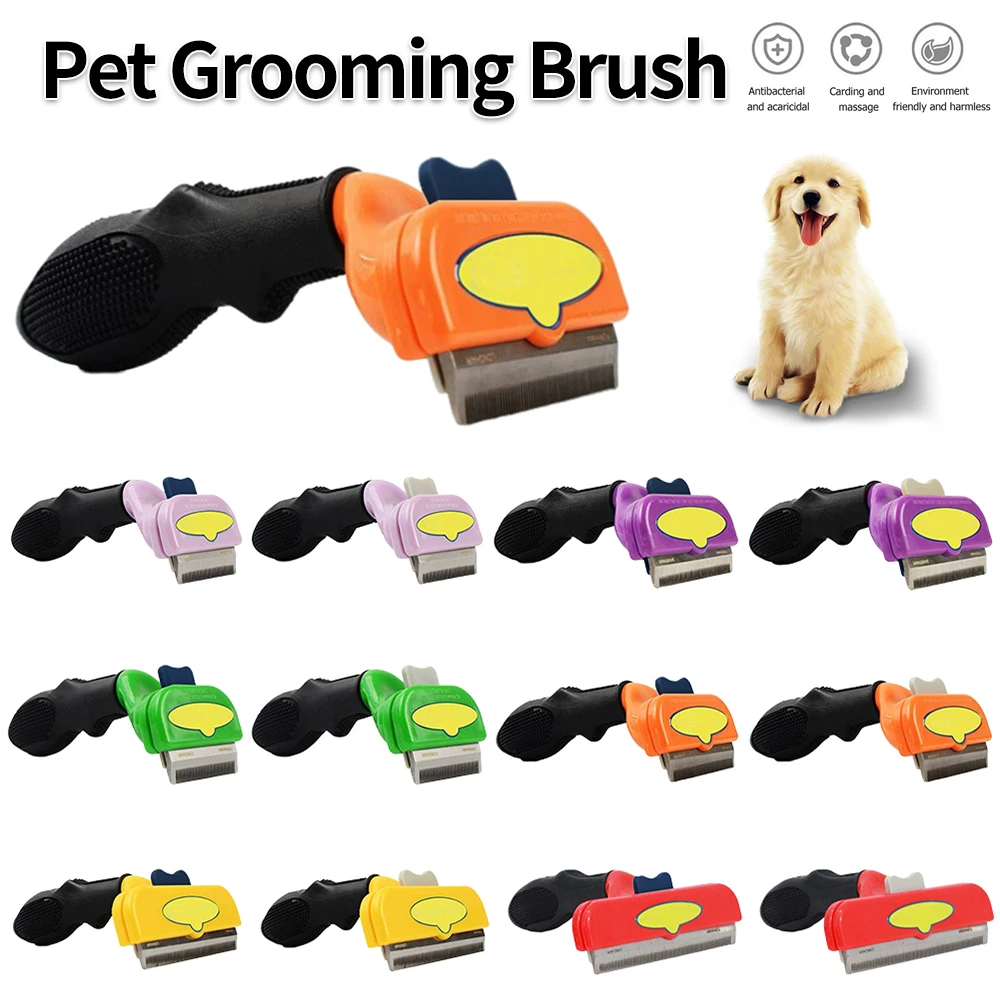 Pet Grooming Brush Cat Comb Shedding Rake Pet Hair Remover Brush Hair Grooming Tool Pet Fur Trimming Dematting Brush