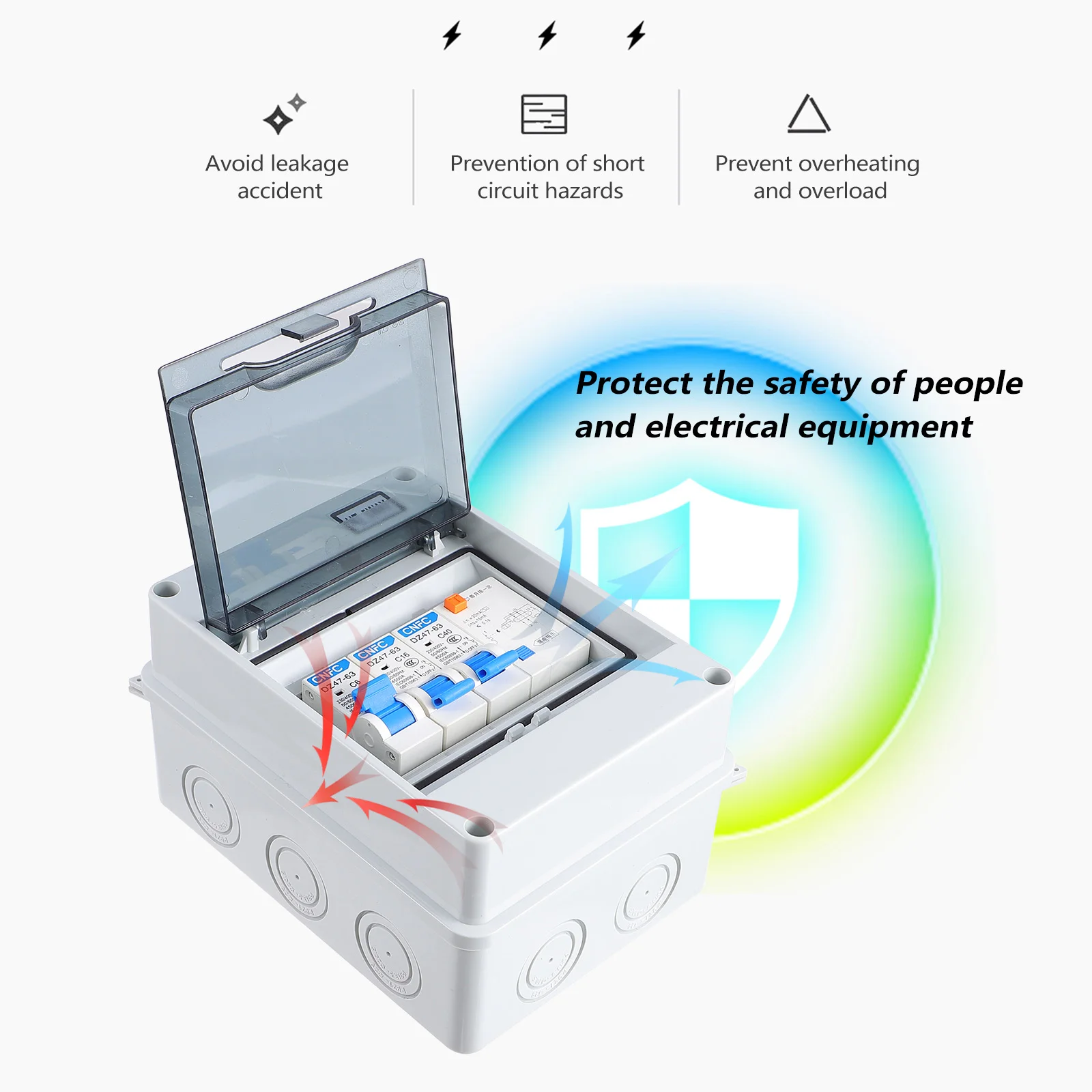 Receiver Leakage Protector Breaker Box IP54 Five Way Circuit Generator Interlock Kit Switch Case