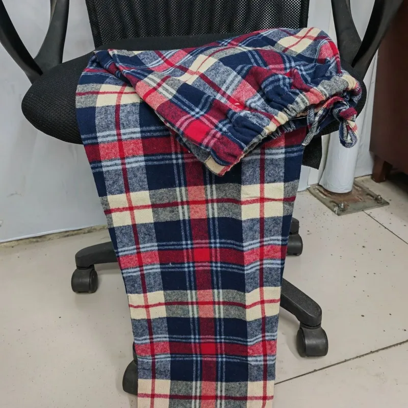 Pajama Pants Men's Flannel Cotton Autumn and Winter Brushed Plaid Long Trousers Men's Homewear Pants Men Sleepwear Pyjama Homme