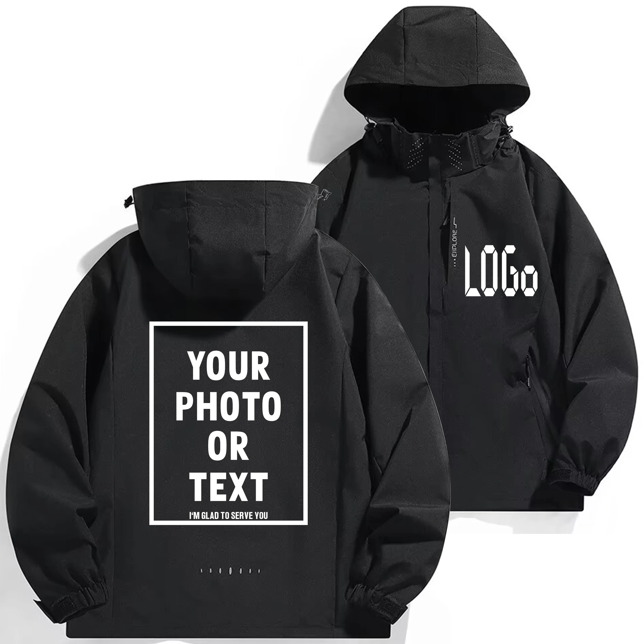 Męska kurtka wiatrówka DIY z własnym logo, jesień, wodoodporna, ciepła, codzienna odzież męska, czarna, biała, szara, niebieska kurtka outdoorowa