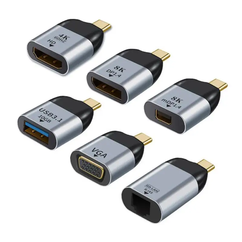 Typ-C-Stecker auf Buchse USB 3.1/dp/mini dp/vga/hdmis-kompatibel/rj45-Adapter 4k/8k 60hz HD-Video konverter für Laptop-Projektor