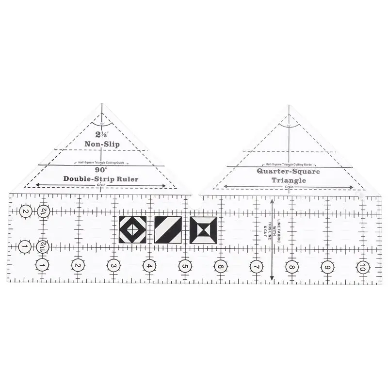 【Ship Within 90 Degree Double Strip Quilt Ruler, 10 Inch Acrylic Quilting Triangle Rulers, Non-Slip Quilting Rulers And Template