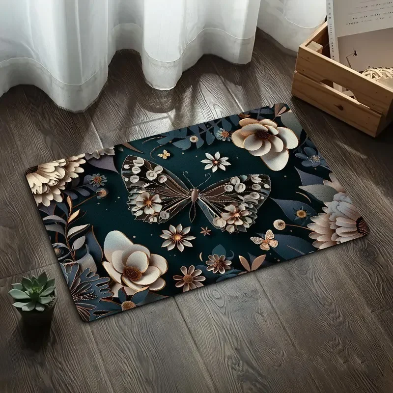 3D Butterfly Diatom Mud Floor Mat Bathroom Water Absorbing Anti Slip Mat Toilet Door Rubbing Anti Slip Quick Drying Foot Mat