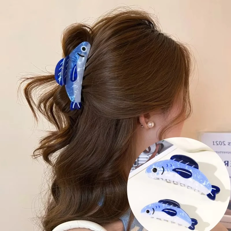 

Fashion Sardines Hair Claw Clip Non Slip Lightweight Hairpin Cartoon Acetate Hair Barrettes Women Hair Accessories Headwear