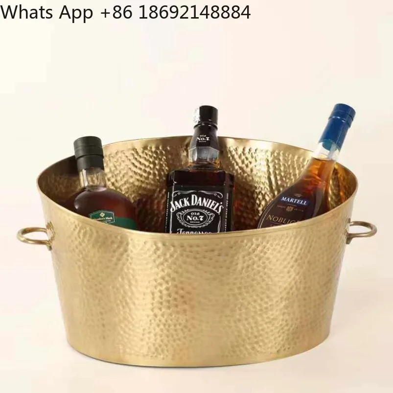 India imported pure brass decorative ice wine bucket handmade flower bucket European and American handicrafts