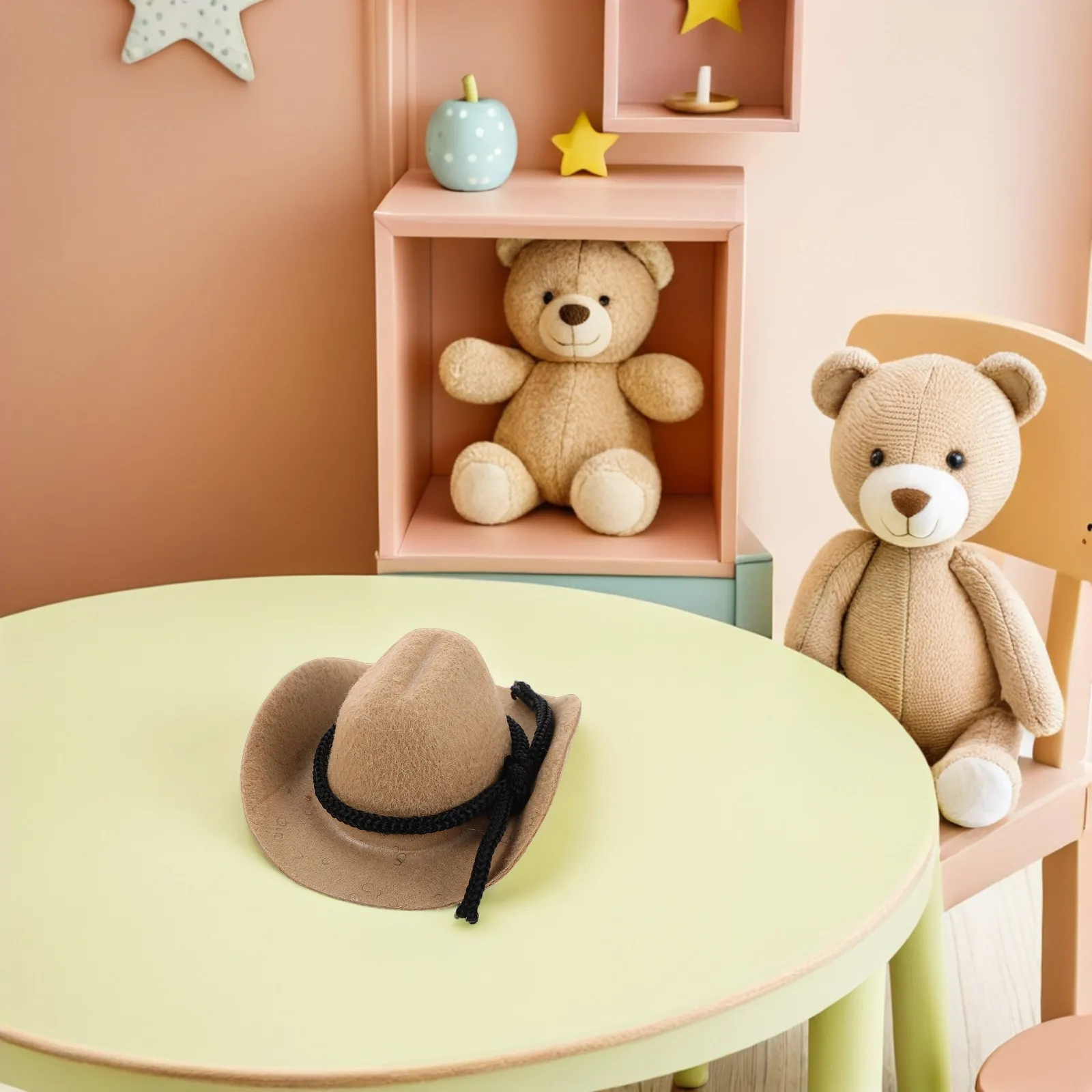 4 Piezas de Mini Sombreros de Vaquero, Accesorios Sencillos de Estilo Western para Niñas Vaqueras, 6.5cm, Color Caqui, Mini Sombreros Decorativos para Fiestas