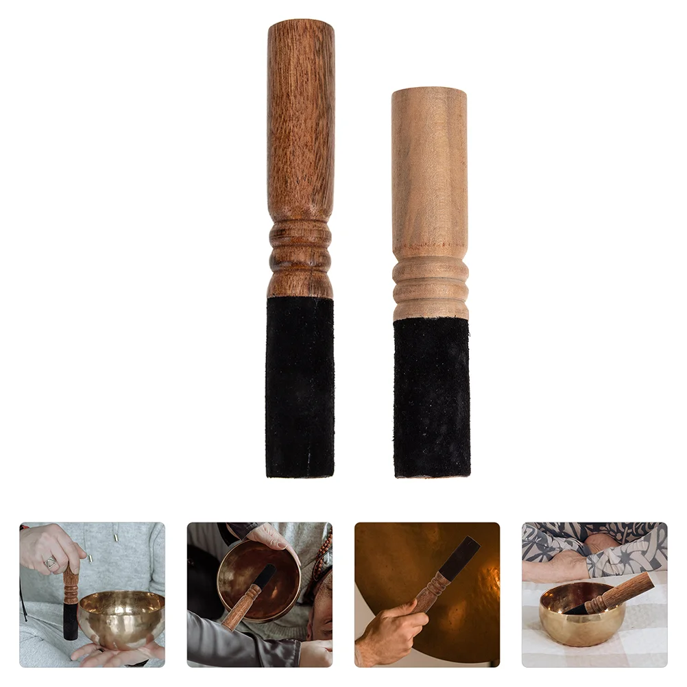 2 Pcs Bar Knock Stick Heart Chakra Singing Bowl Wood Sound Accessories Mallet Accessory