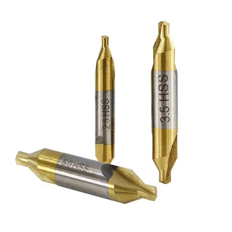 High-Speed Steel Center Drill 7-Piece Set 1.0mm 1.5mm 2.0mm 3.5mm 4.0mm 5.0mm for Lathe Metal Processing [CharlT6]